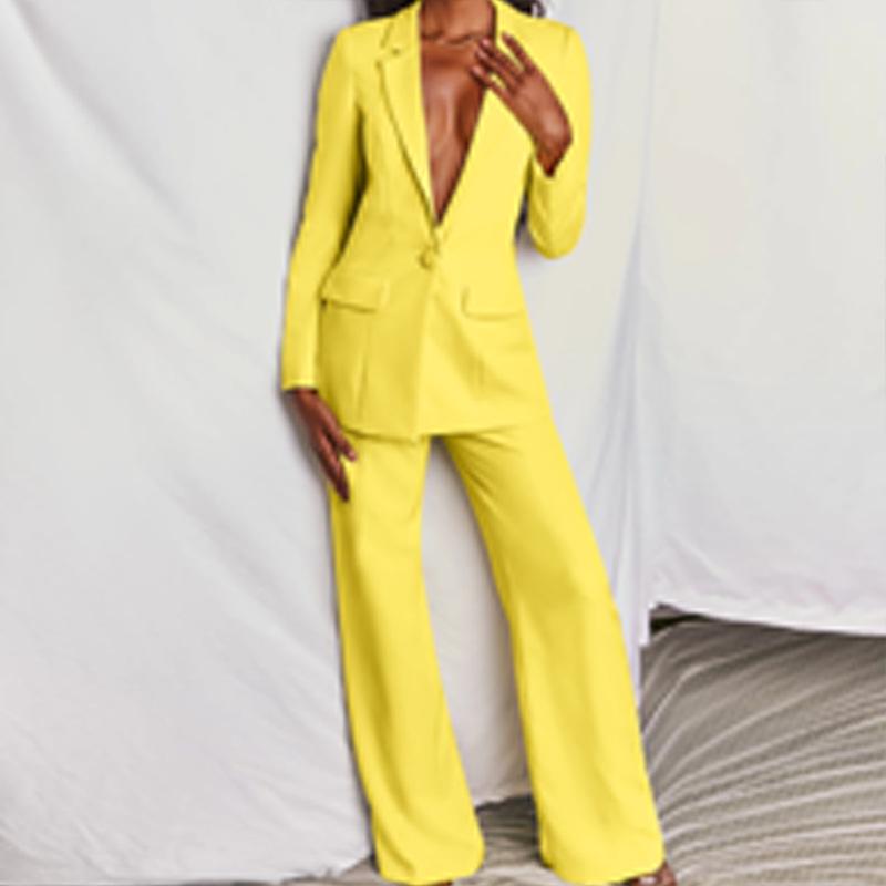 Autumn 2025 Women's Fashion Long Sleeve Suit & Straight Leg Pants Set