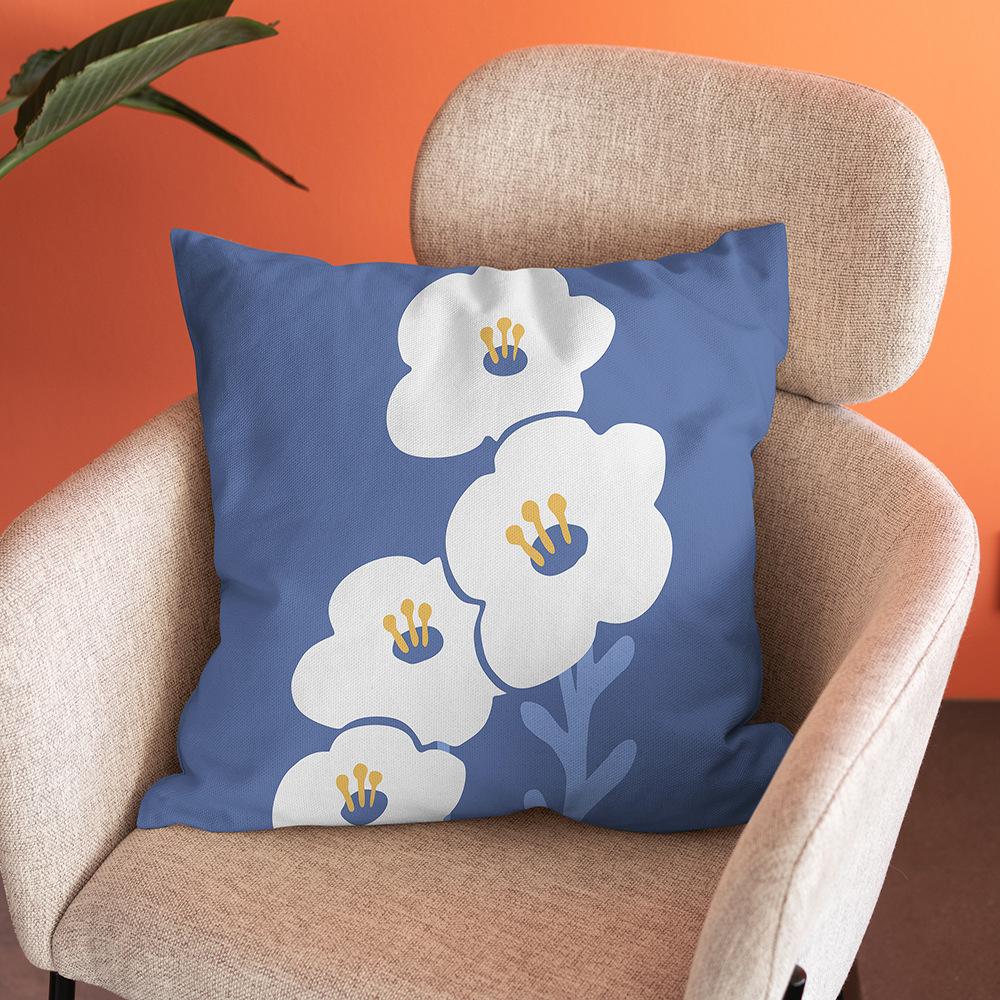 Nordic Abstract Art Flower Print Pillowcase Short Plush Pastoral Simple Home Sofa Cushion Car Cushion