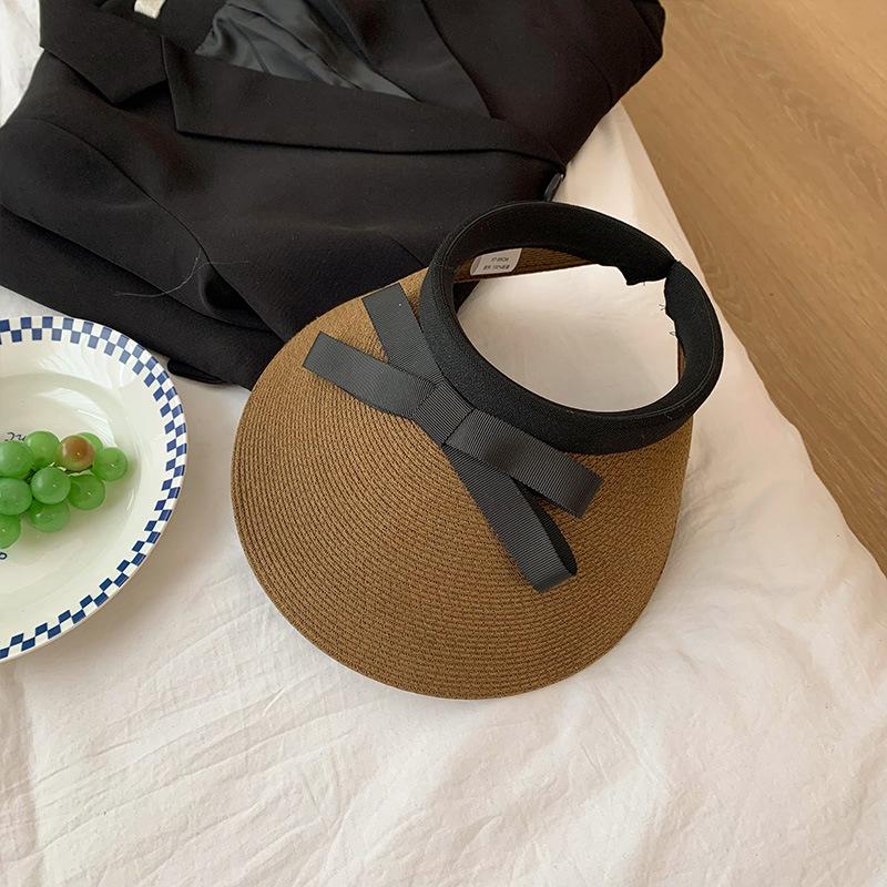 Hat Versatile Style Straw Woven Sweet Bow Portable Comfortable Sun Hatscaps