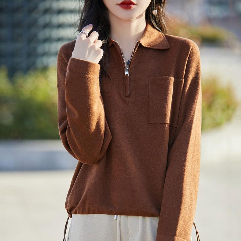 Dámský kašmírový svetr Qinghe kašmír 50% vlna 50% hedvábí Dámský podzimní a zimní kašmírový svetr měkký a teplý