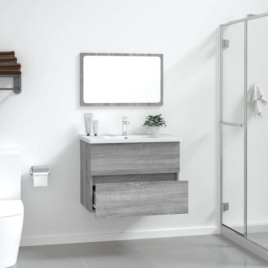 2 Piece Bathroom Furniture Set Grey Sonoma Particleboard
