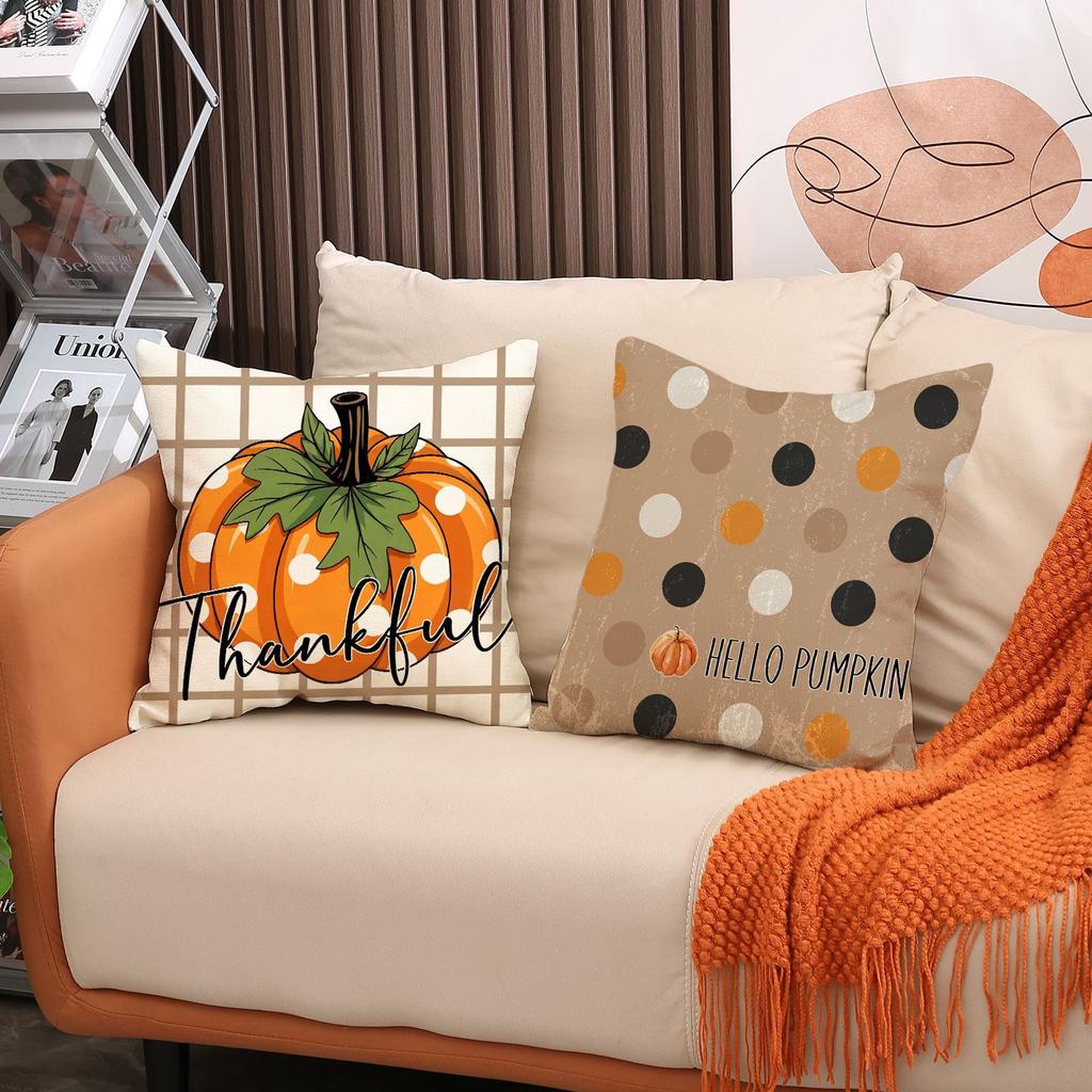 Thanksgiving Pillow Cover Autumn Harvest Home Decor Sofa Pillow Cover Linen Versatile Cushion