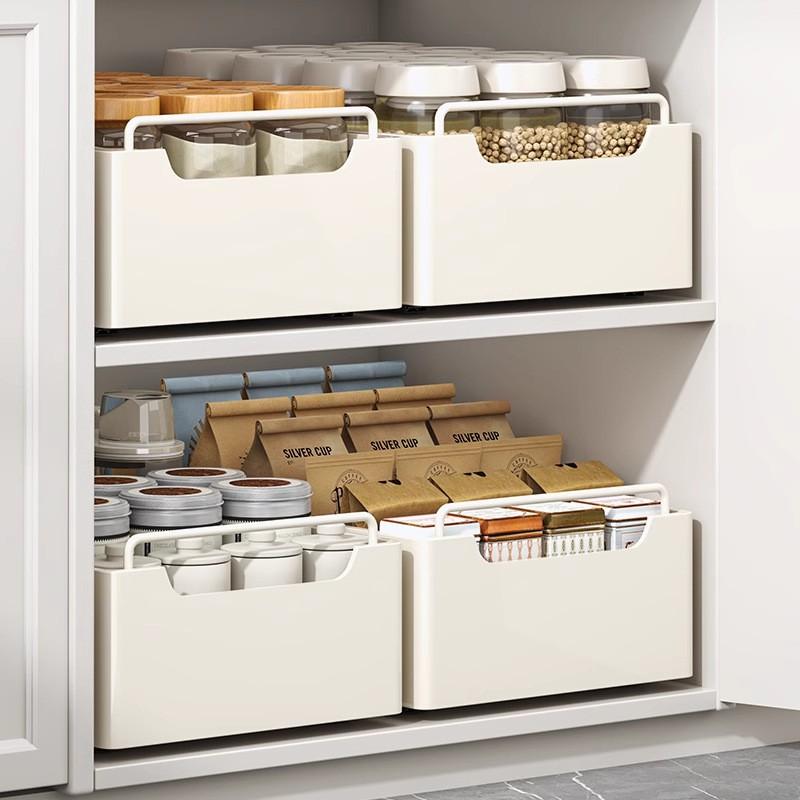 Adjustable Pull-Out Kitchen Organizer Drawer Rack Cabinet Storage Carbon Steel Slide-Out Shelf
