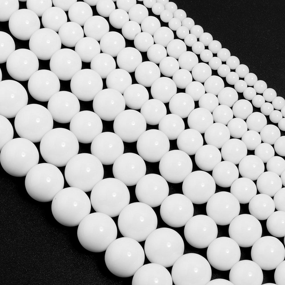 4/6/8/10/12mm Solid White Glass Beads Round Loose Spacer Beads For DIY Jewelry Making Handmade Bracelets Necklace Accessories