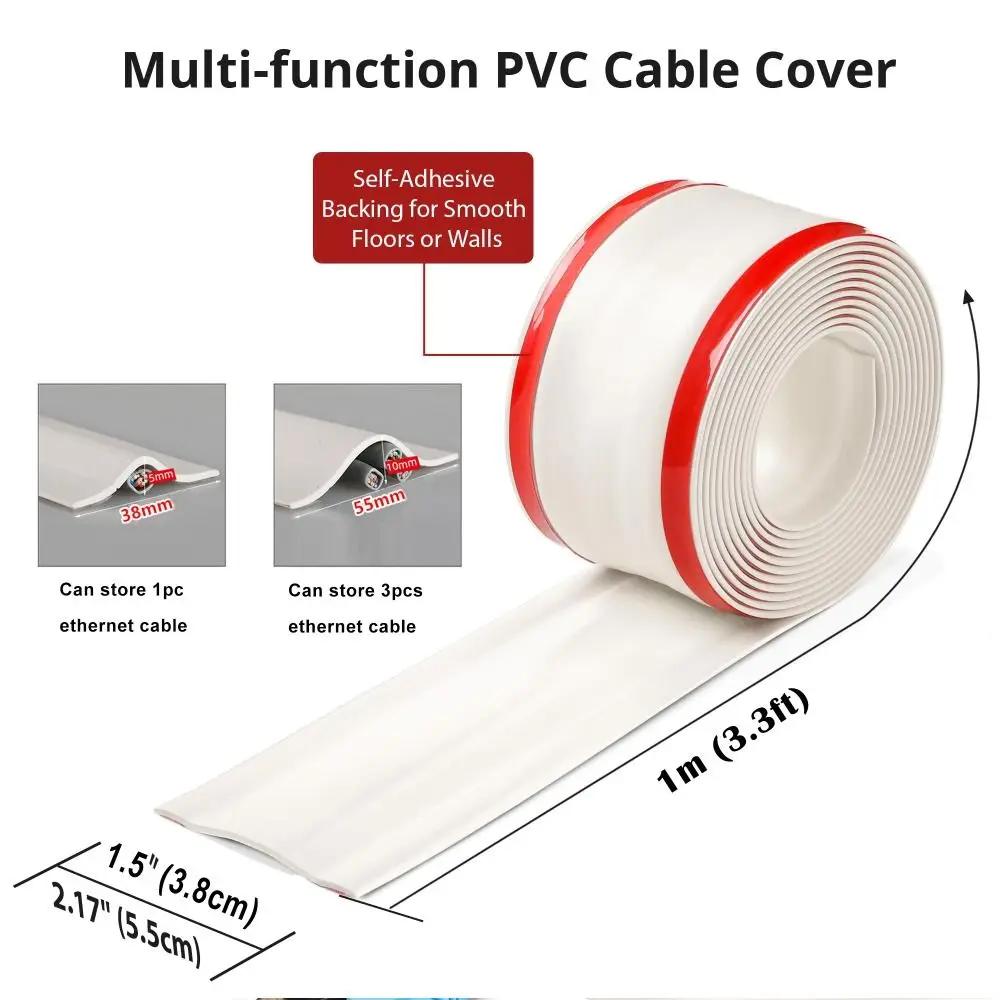 High Quality PVC Floor Cable Cover Self Adhesive Soft Wall Wire Concealer No Drill Universal Line Management Baseboard