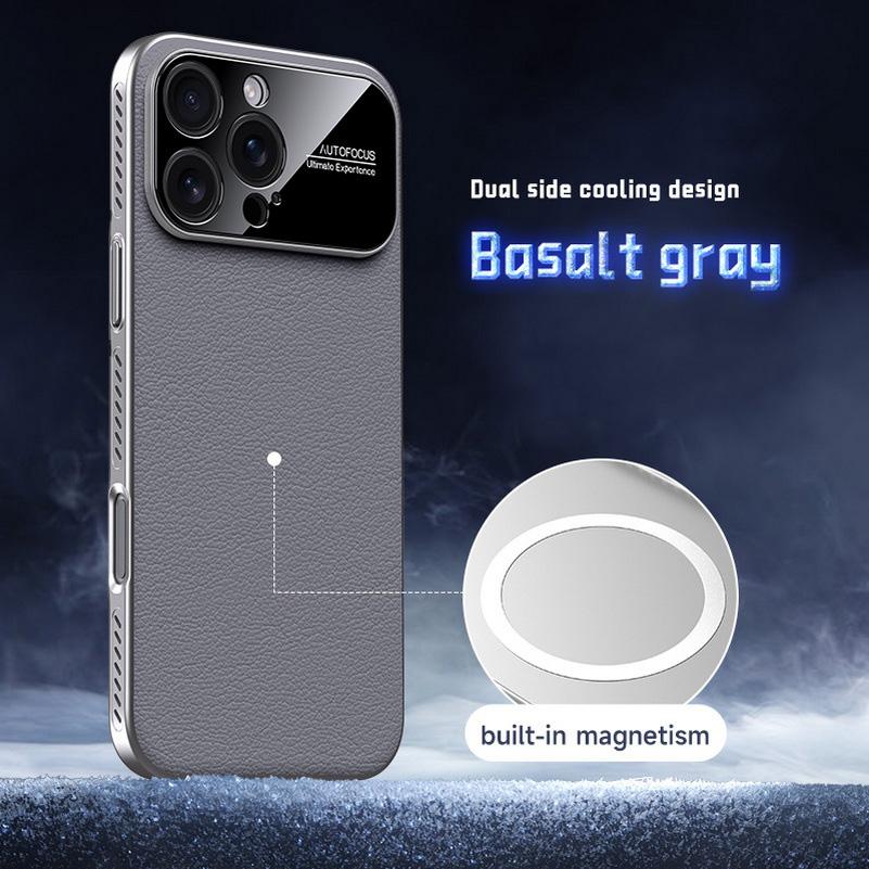 

High End Business Sle Leather Magnetic Phone Case For IPhone 17 Pro Max Air 16 15 14 Wireless Charging Shockproof Protect Cover iPhone 14 сірий колір
