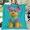 1pc Suige Home Cozy Cute Dog Print Flannel Blanket - Soft Warm All-Season Throw with Vibrant Rainbow Colors, Contemporary Style for Couch, Bed, Sofa,