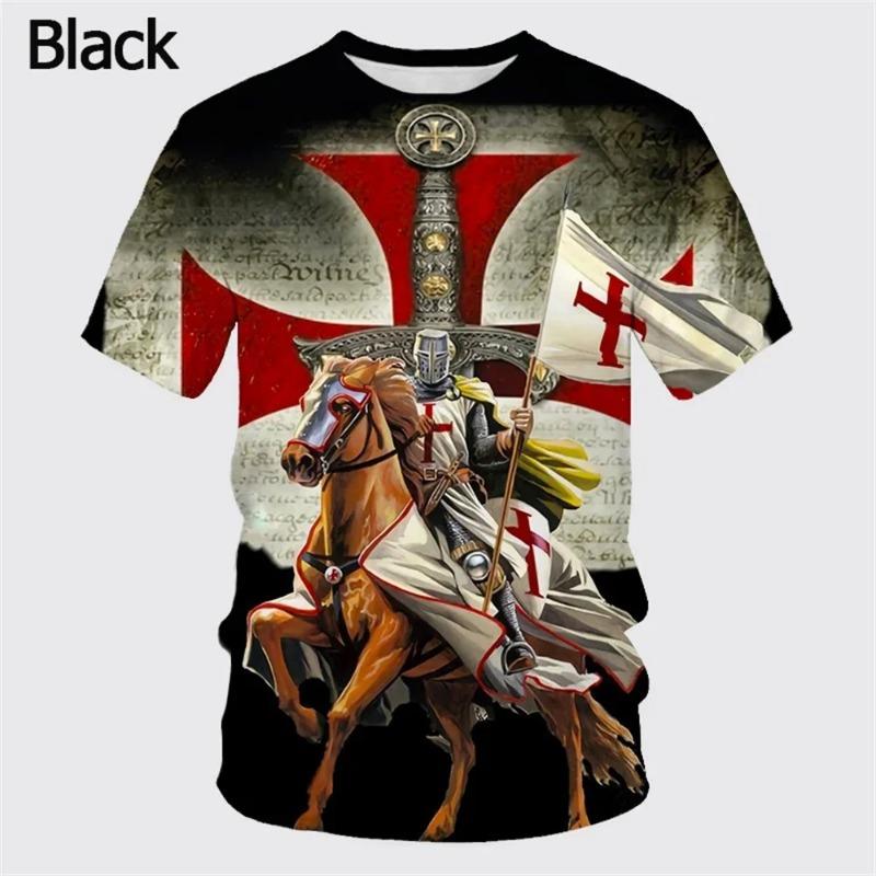Fashionable Retro Templar 3D Printed Men's T-shirt Summer Casual Street Wear Couple T-shirt Short Sleeved Top