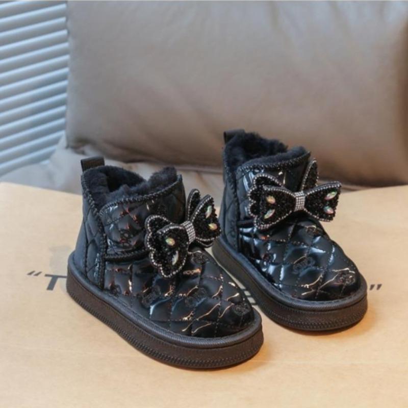 Girls' Warm Princess Snow Boots Winter Fleece-lined and Thickened Cotton Shoes Children's Non-slip Thick-soled Short Boots