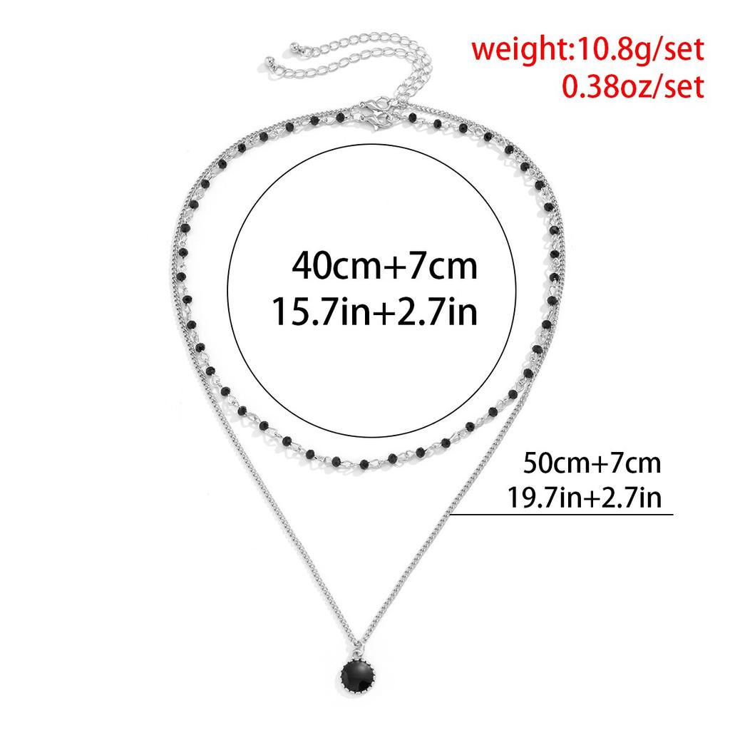 2Pcs Gothic Beads Metal Silver Color Chain Necklace for Men Trendy Punk Black Coin Pendant Choker Male Y2K Jewelry Accessories