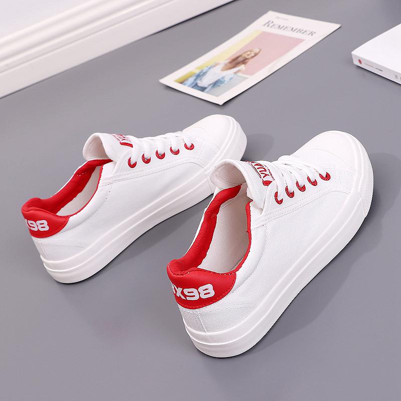 Classic Design Women's Canvas Sneakers Lightweight Non-Slip Breathable Lace-Up Casual Shoes Comfortable Walking Shoes for Teen