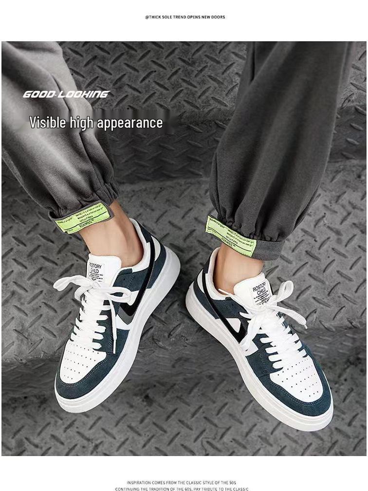 2024 Versatile Men's Black & White Soft Sole Skate Shoes - Breathable, Trendy Korean Style for Casual Wear, Hot Selling Among Students.
