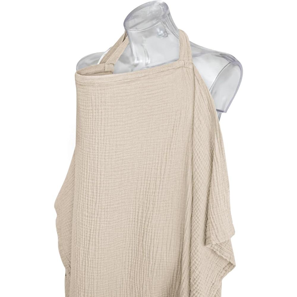 Muslin Nursing Cover for Baby Breastfeeding, Breathable 100% Cotton Breastfeeding Cover with Rigid Hoop for Mother Nursing Apron 75cm*95cm