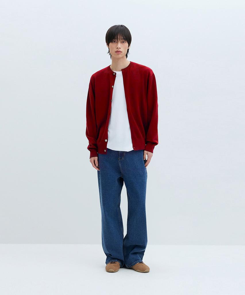 Leire Everyday Round Knit Cardigan [Red]