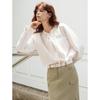 ELLE Women's French Style Pure Cotton Drawstring White Shirt