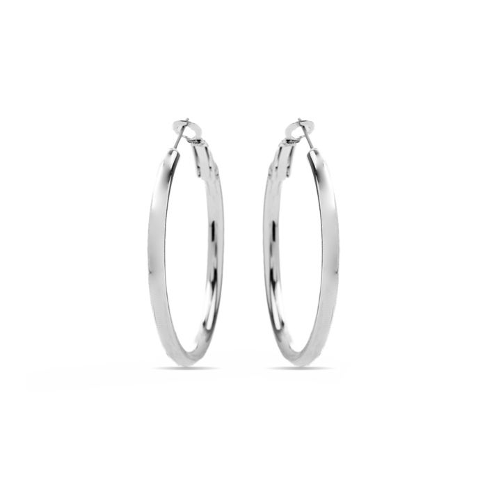 Ohrringe - LUXENTER - Sadro - Rhodiniertes Metall - Moderne Creolen - Grau