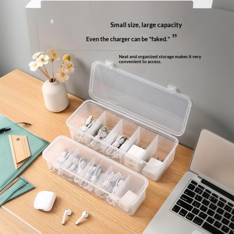 Transparent Data Cable Organizer Case Classification Dustproof Card Organizer With Lid Clutter Collection Box For Office Home