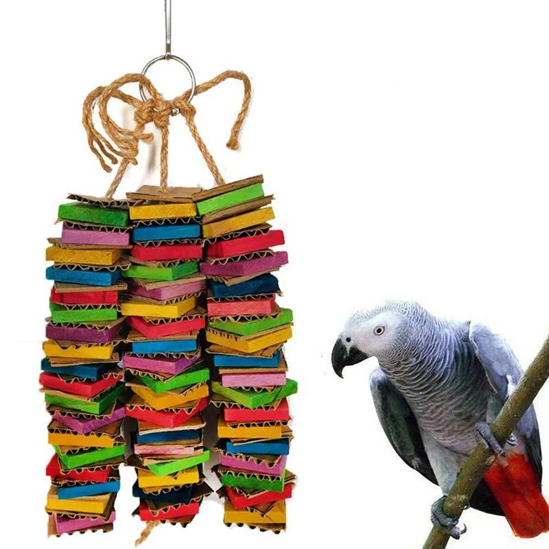 

Parrot Toys for Large Birds Cardboard Big Bird Toys African Grey Parrot Toys Natural Wooden Bird Cage Chewing Toy with ZM918