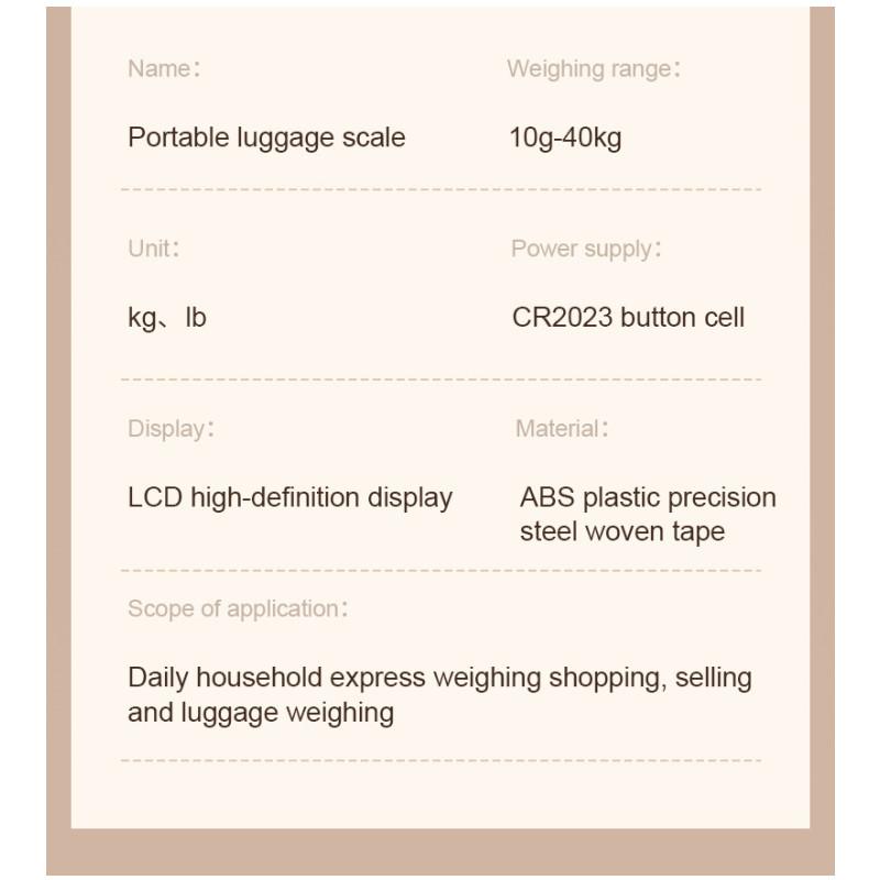 40kg/100g Portable Luggage Scale High Precision Travel Digital Hanging Scales With Webbing Belt LCD Digital Electronic Luggage