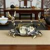 Brass Crab Sculpture Weightlifting Craft Ornament Crab Pen Holder Creative Brass Decorative Art