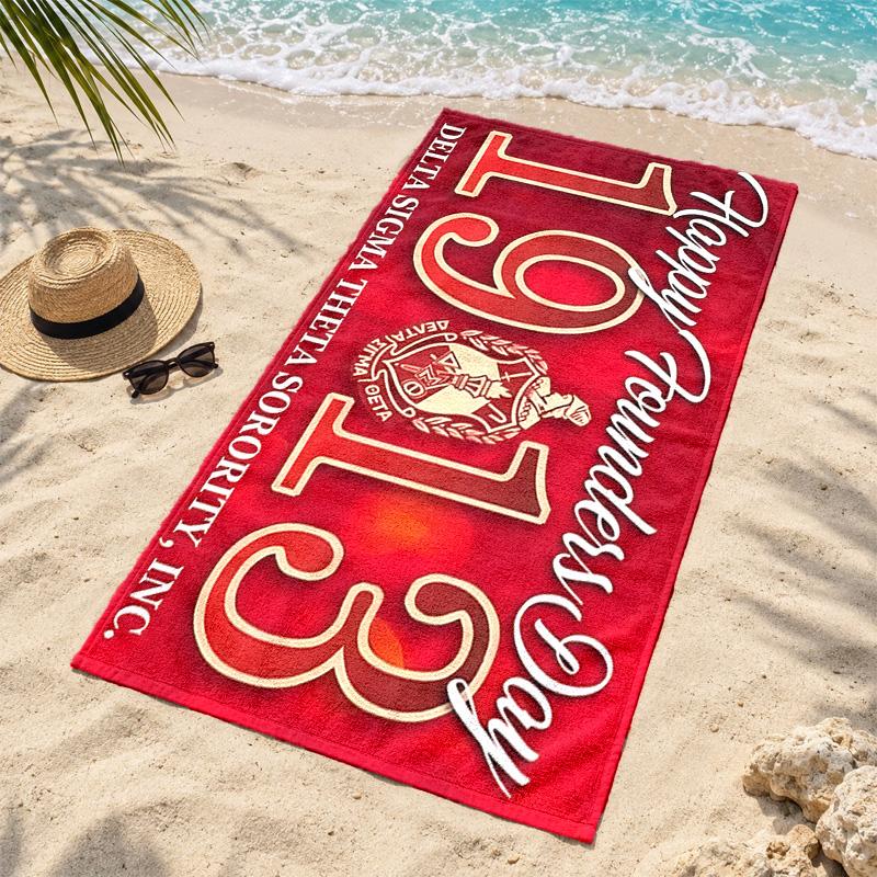 Delta Sigma Theta 1913 Microfiber Beach Towel Quick Dry Sand Free Lightweight Beach Towels for Travel Swimming Camping