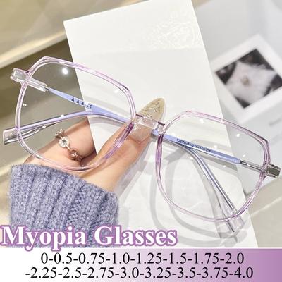Fashion Large Frame Myopia  Glasses Men Women Blue Light Blocking Eyewear Anti Eyestrain Hd Vision Prescription Lens-1.25-2.25