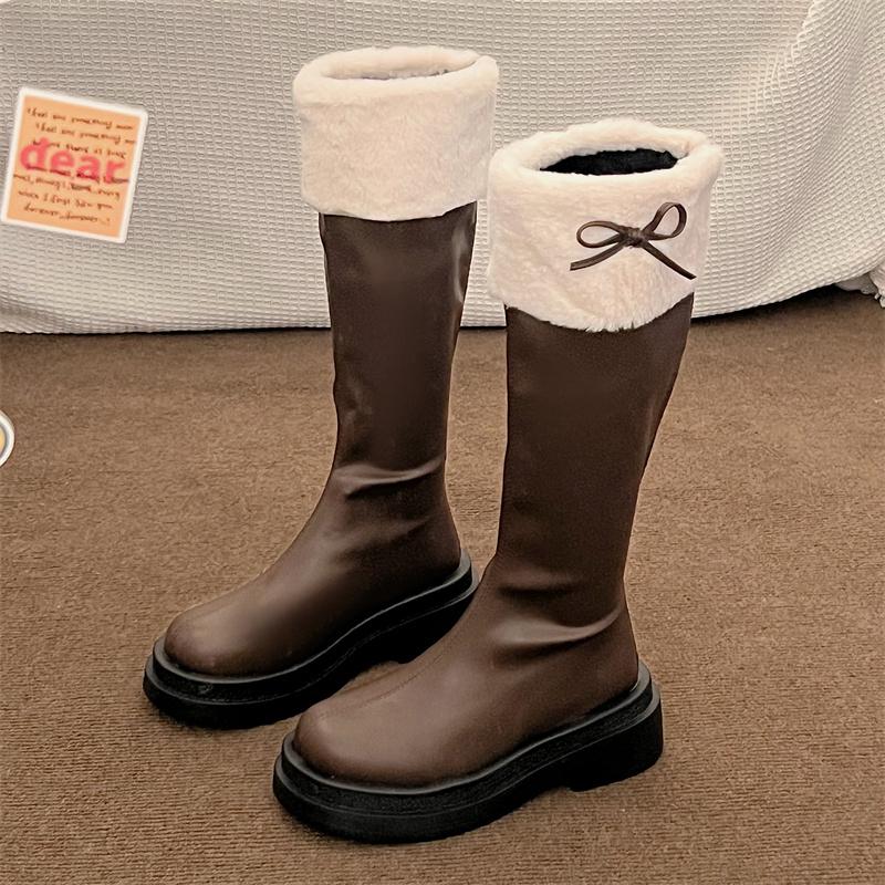

Осень Зима Короткий Плюш Женские Сапоги до Колена Модные Сапоги Рыцаря с Круглым Носком Длинные Ботильоны botas de inverno feminina 35