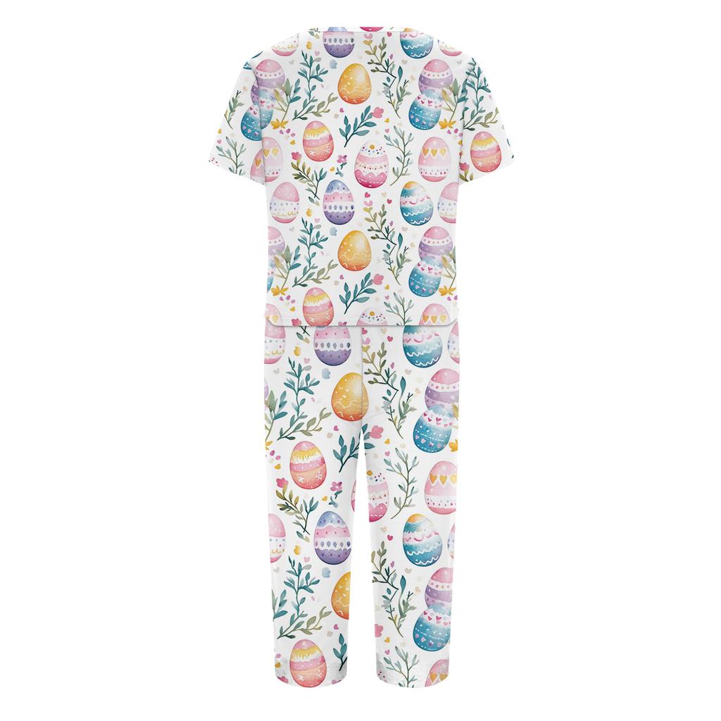 2 Piece Sets For Women Short Sleeve Top And Pants With Pockets Workout Soft  Print Sets