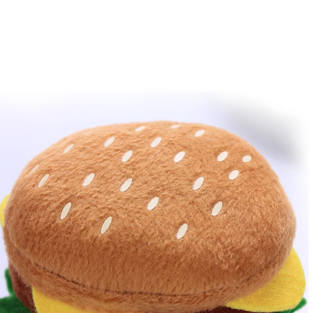 3x Dog Hamburger Chews Squeaky Squeaker Rubber Puppy Chewing