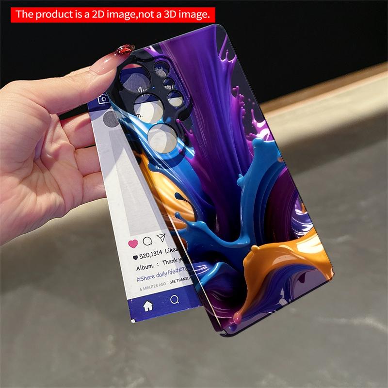 2DFlat Samsung Phone Case Vibrant Color Splash Phone Case Applicable To Galaxy S23 S24 S25ULTRA S26 A12 A14 A15 A16 A54 A55