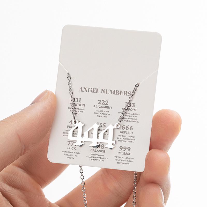 Angel Number Necklace for Women: Stainless Steel 000-999 Pendant Clavicle Chain