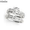 925 Sterling Silver Ring Sets For Women Round SONA Stone Wedding Bands Engagement Gift