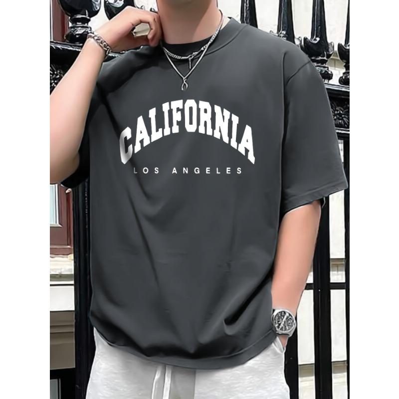 

Summer men s 100% pure cotton casual loose fit plus CALIFORNIA printed sports comfortable round neck short sleeved T-shirt top 3XL слонова кістка