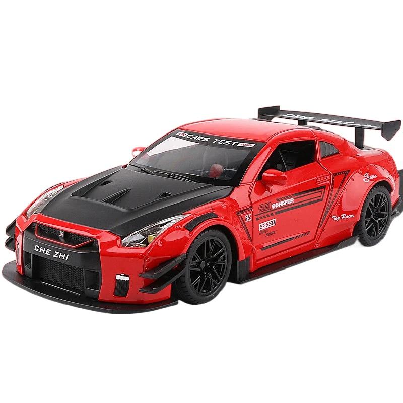 

1/24 Skyline Ares Nissan GTR R34 R35 литой спортивный автомобиль модель литой металл гоночный автомобиль модель имитация звука света детские игрушки подарок красный