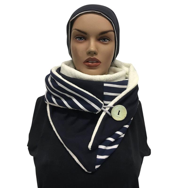 Buy Women Minimalist Contrast Color Button Triangle Scarf Winter