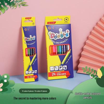 Double-Ended Colored Pencils Set - 24 Colors for Kids and Art Studios