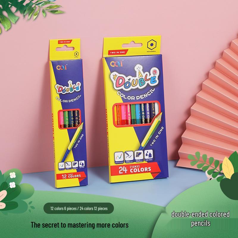 

Набор двухсторонних цветных карандашей - 24 цвета для детей и художественных студий double-ended colored pencils