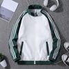 Jaqueta esportiva de estudante de primavera e outono, jaqueta solta, cardigan masculino com gola alta, top esportivo de três barras