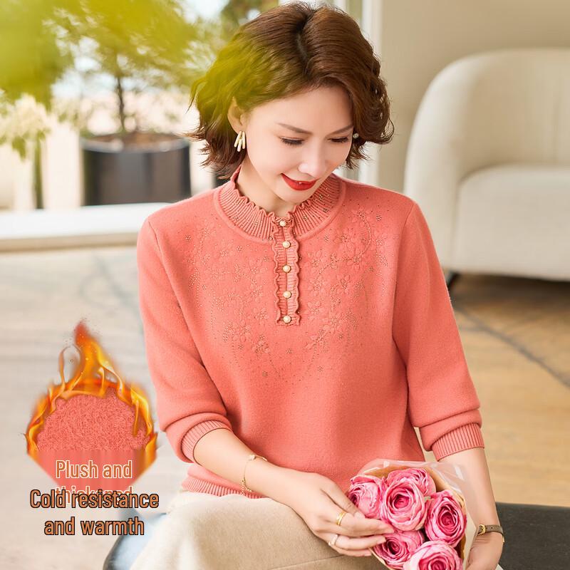 Pastel Women's Plus Velvet Warm Knitted Pullover Sweater