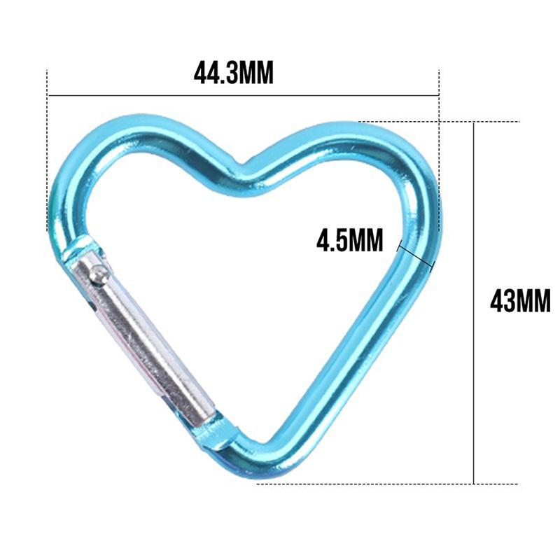 Heart-Shaped Aluminum Carabiner Key Chain Clip Outdoor Keyring Hook Water Bottle Hanging Buckle Travel Kit Accessories