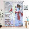 2 pieces, Christmas snowman snow landscape curtains -30% blackout - suitable for living room, bedroom, kitchen, home decoration