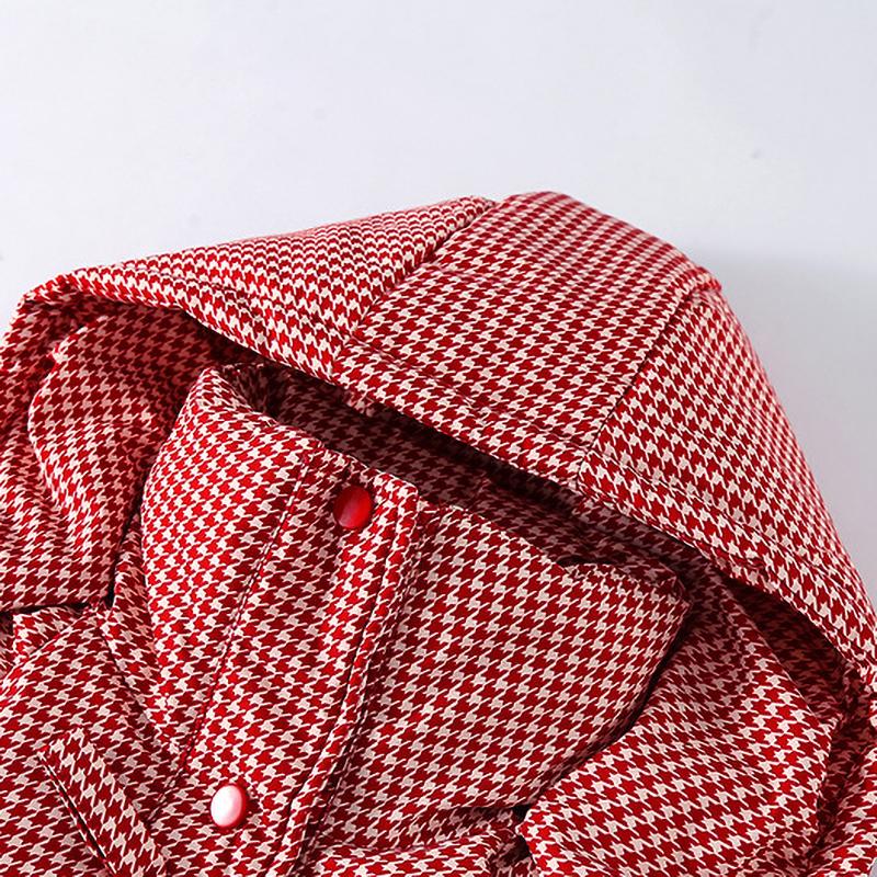 Checkered Retro Down Jacket Girls Fashionable Casual Cotton Coat Little Girl