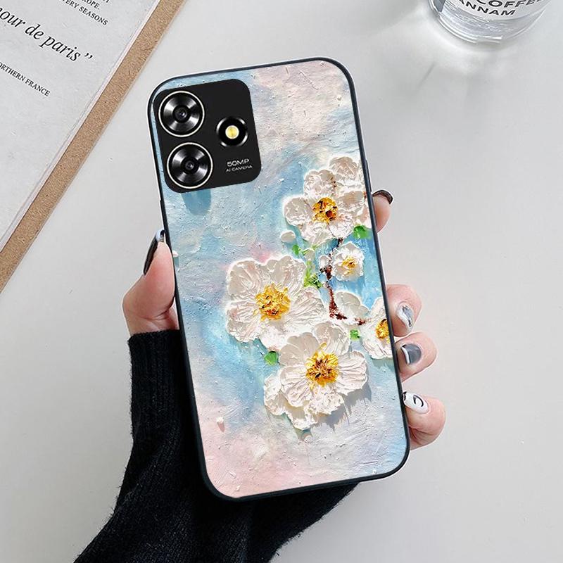 Pre ZTE Blade V50 Dizajnové puzdro Kvetinové maľované silikónové puzdrá Pre ZTE Blade A73 4G / V50 Smart Axon 50 Lite Puzdro TPU kryt Fundas