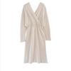 French Elegant V-neck Wool Dress, Celebrity Style, Thin In Autumn and Winter, Knitted Dress, Female