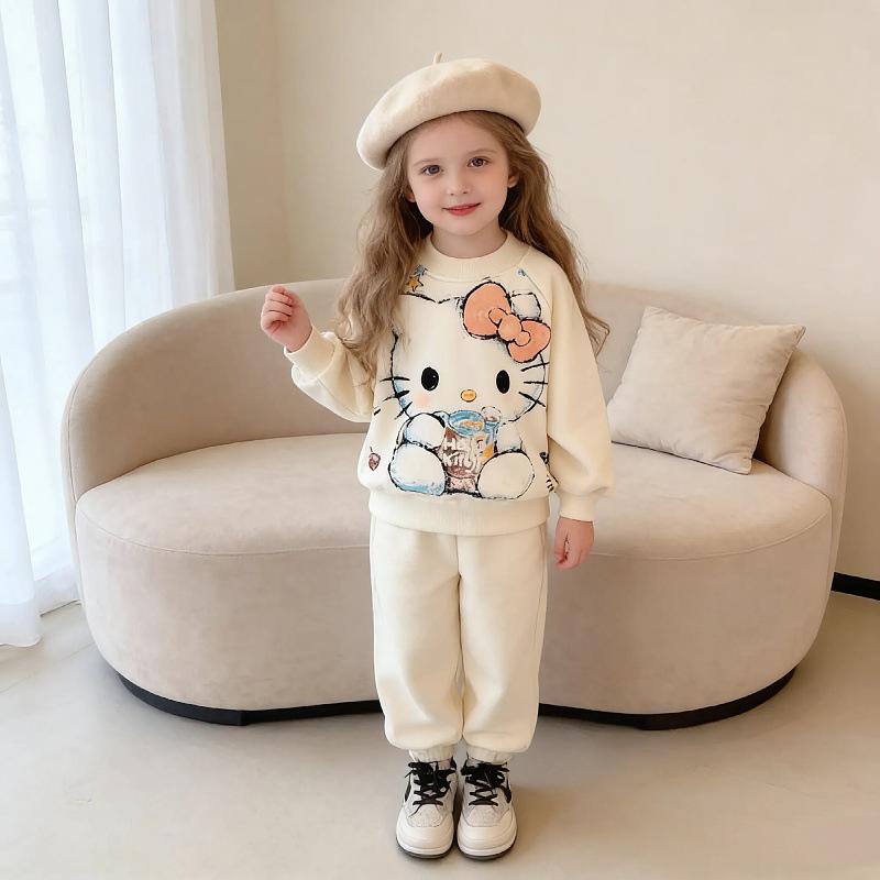 

2026 Стильний дитячий комплект: худі з флісовою підкладкою та штани-джоггери - Зимовий теплий з мультяшним дизайном 130 cm