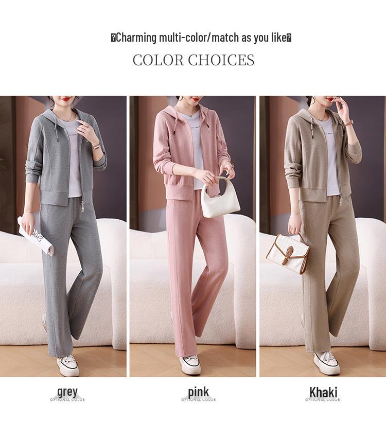 Woodpecker Women's Straight-Leg Pants & Sweatshirt Jacket Set - 2025 Spring/Autumn Casual Sportswear