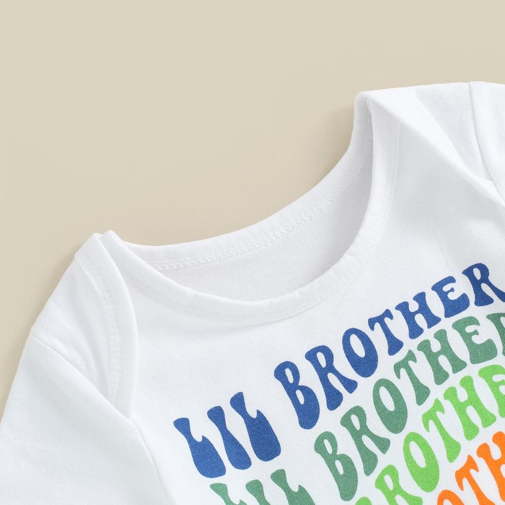 Big Sister Little Brother Outfits Short Sleeve Girl T-Shirt + Newborn Boy Romper Set Matching Clothes