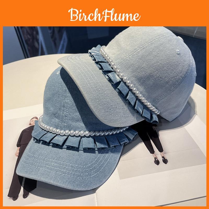 Cotton Denim Baseball Cap With Wrinkled Edge And Curved Visor For Summer Sun Protection