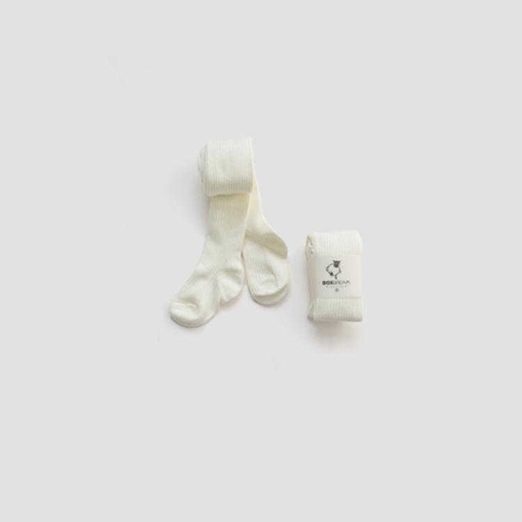 BOXDREAM Combed Cotton Kids' Tights - Striped Knit for Spring & Autumn