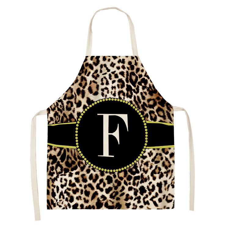 Leopard Monogram Linen Apron Baking Ladies Apron Kitchen Cooking Men Coffee Apron